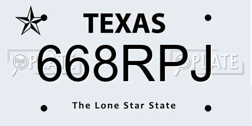 668RPJ Texas License Plate