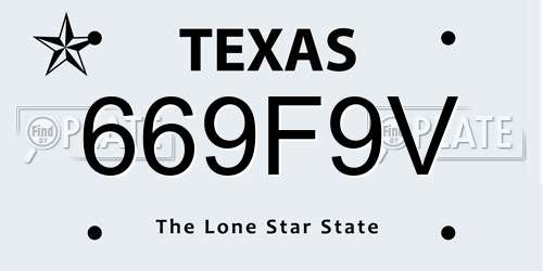669F9V Texas License Plate