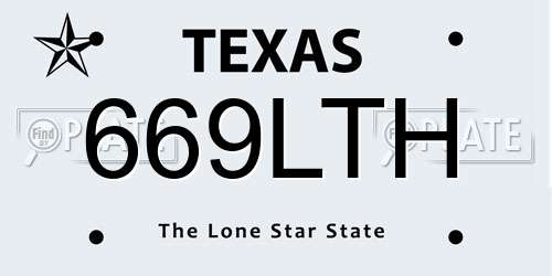 669LTH Texas License Plate