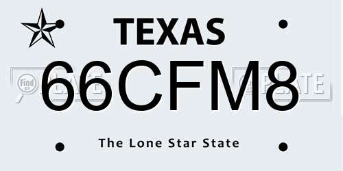 66CFM8 Texas License Plate