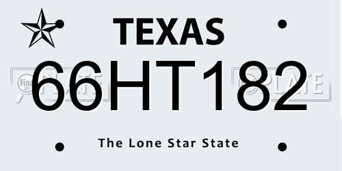 66HT182 Texas License Plate
