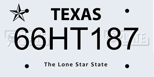 66HT187 Texas License Plate