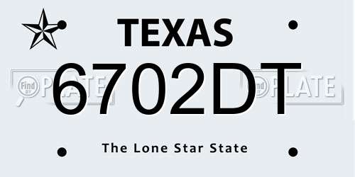 6702DT Texas License Plate