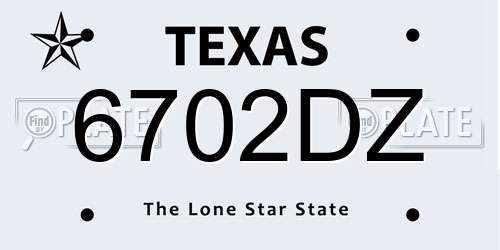 6702DZ Texas License Plate