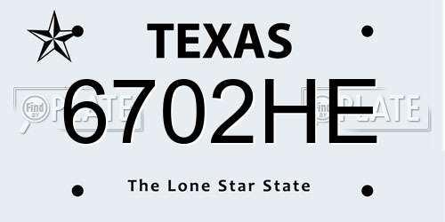 6702HE Texas License Plate