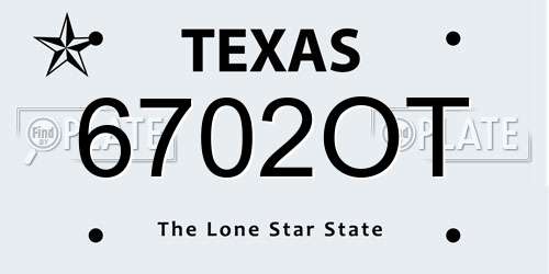 6702OT Texas License Plate