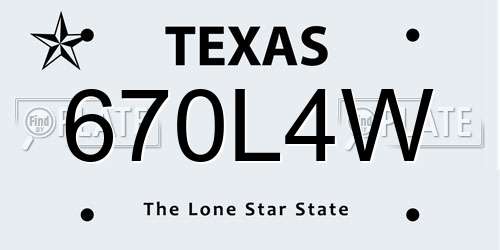 670L4W Texas License Plate