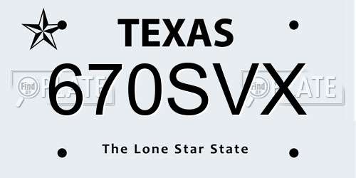 670SVX Texas License Plate