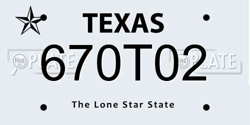 670T02 Texas License Plate