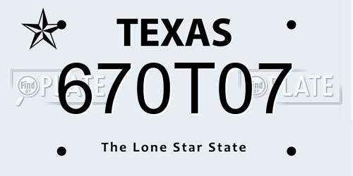 670T07 Texas License Plate