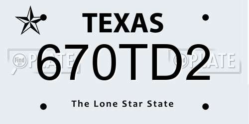 670TD2 Texas License Plate