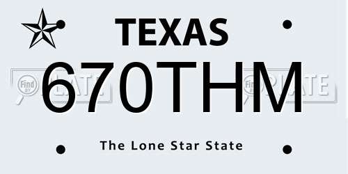 670THM Texas License Plate