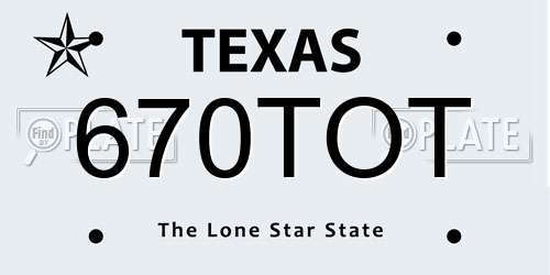670TOT Texas License Plate