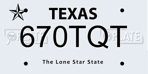 670TQT Texas License Plate