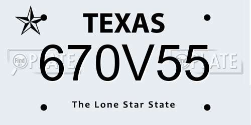 670V55 Texas License Plate