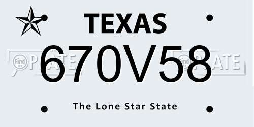 670V58 Texas License Plate