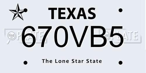 670VB5 Texas License Plate