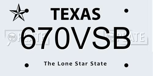 670VSB Texas License Plate