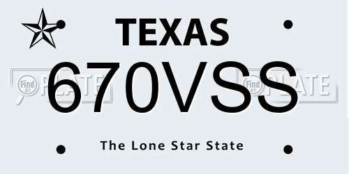 670VSS Texas License Plate