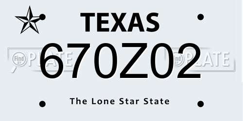 670Z02 Texas License Plate