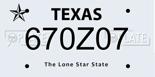 670Z07 Texas License Plate