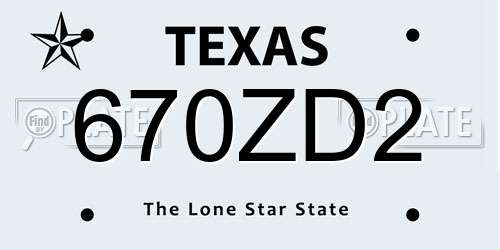 670ZD2 Texas License Plate