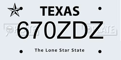 670ZDZ Texas License Plate