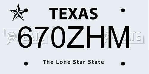 670ZHM Texas License Plate