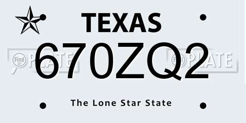 670ZQ2 Texas License Plate