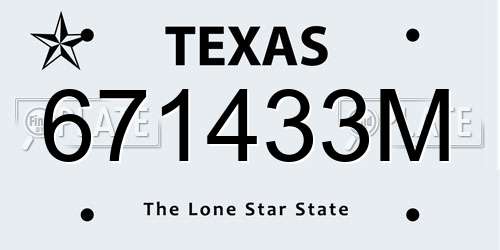 671433M Texas License Plate