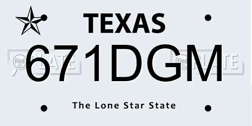 671DGM Texas License Plate