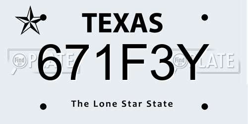 671F3Y Texas License Plate