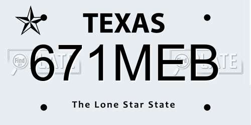 671MEB Texas License Plate