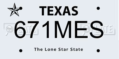 671MES Texas License Plate