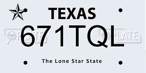 671TQL Texas License Plate