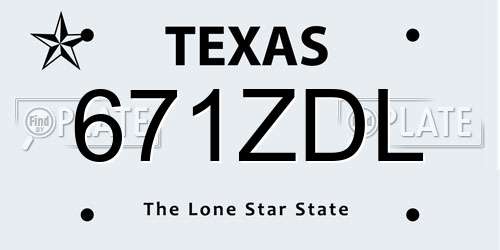 671ZDL Texas License Plate
