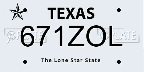 671ZOL Texas License Plate