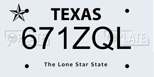 671ZQL Texas License Plate