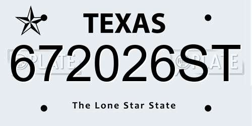 672026ST Texas License Plate