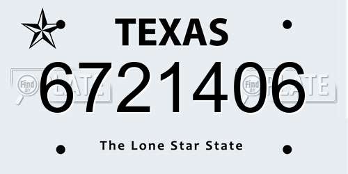 6721406 Texas License Plate