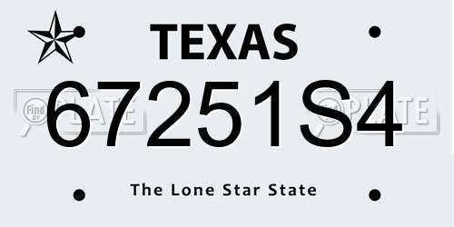 67251S4 Texas License Plate