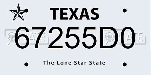 67255D0 Texas License Plate