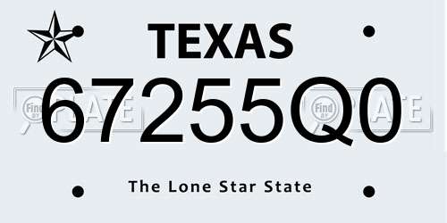 67255Q0 Texas License Plate