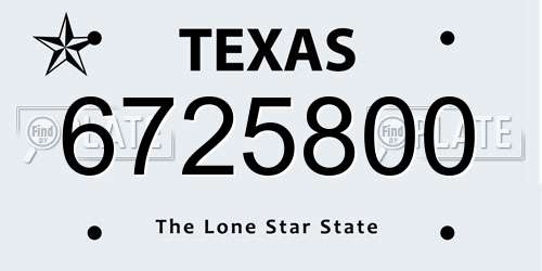 6725800 Texas License Plate