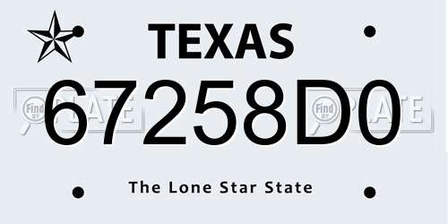 67258D0 Texas License Plate