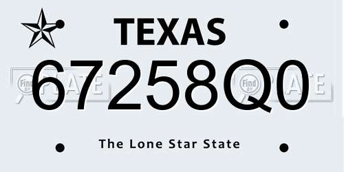67258Q0 Texas License Plate