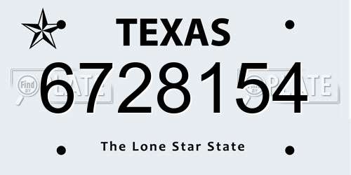 6728154 Texas License Plate