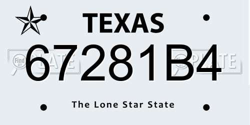 67281B4 Texas License Plate