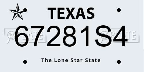 67281S4 Texas License Plate