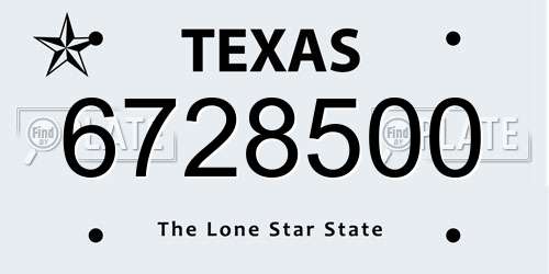6728500 Texas License Plate